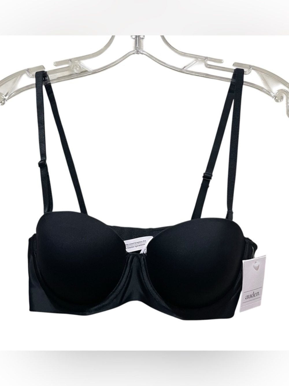 Auden Lightly Lined Strapless Bra Black Women Size 34B Convertible Multiway